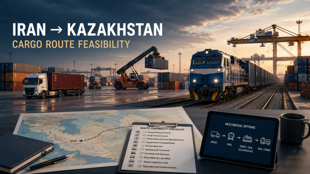 Iran to Kazakhstan cargo shipping route feasibility and multimodal freight planning