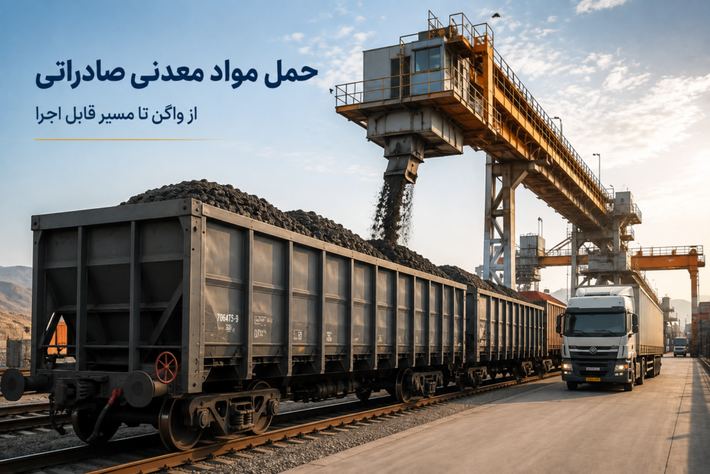 واگن حمل مواد معدنی در پایانه ریلی برای صادرات از ایران