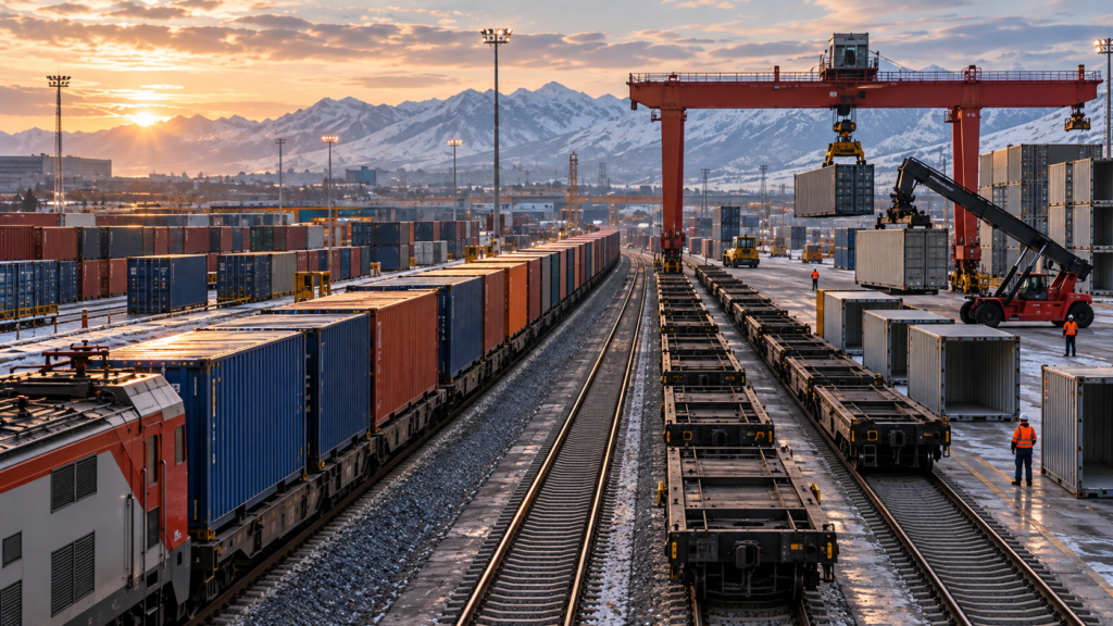 Empty containers moving by rail across Eurasia as part of the repositioning and backhaul cycle